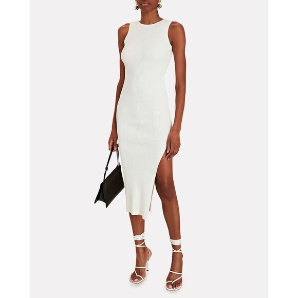 NONCHALANT LABEL Women's Dulce Rib Knit Midi Dress White XXS NWT 298 - Picture 1 of 6